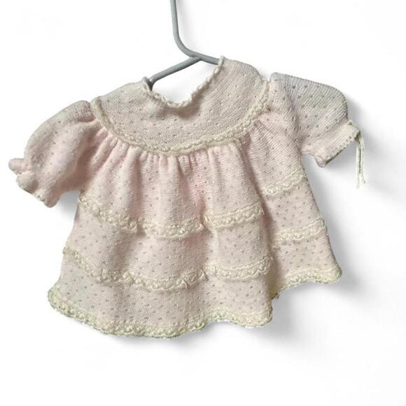 3 6 months vintage bundle baby girl handmade crochet dress Italian Renzo sweater - Picture 5 of 6